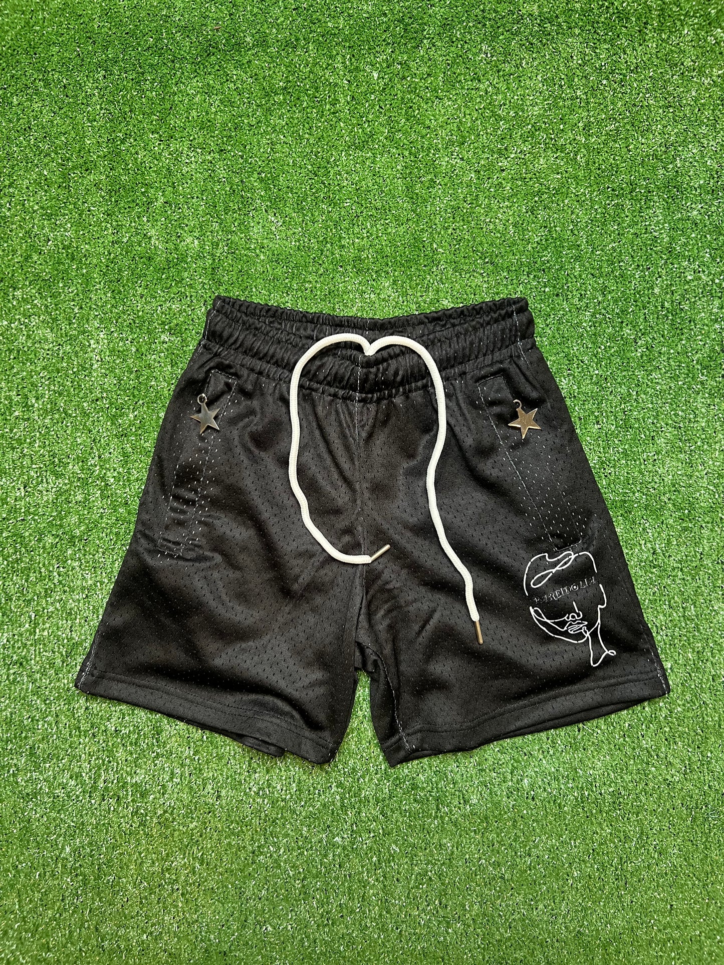 Women's Black Face Logo Mesh Short