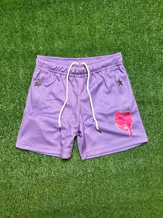 Women's Purple Face Logo Mesh Short